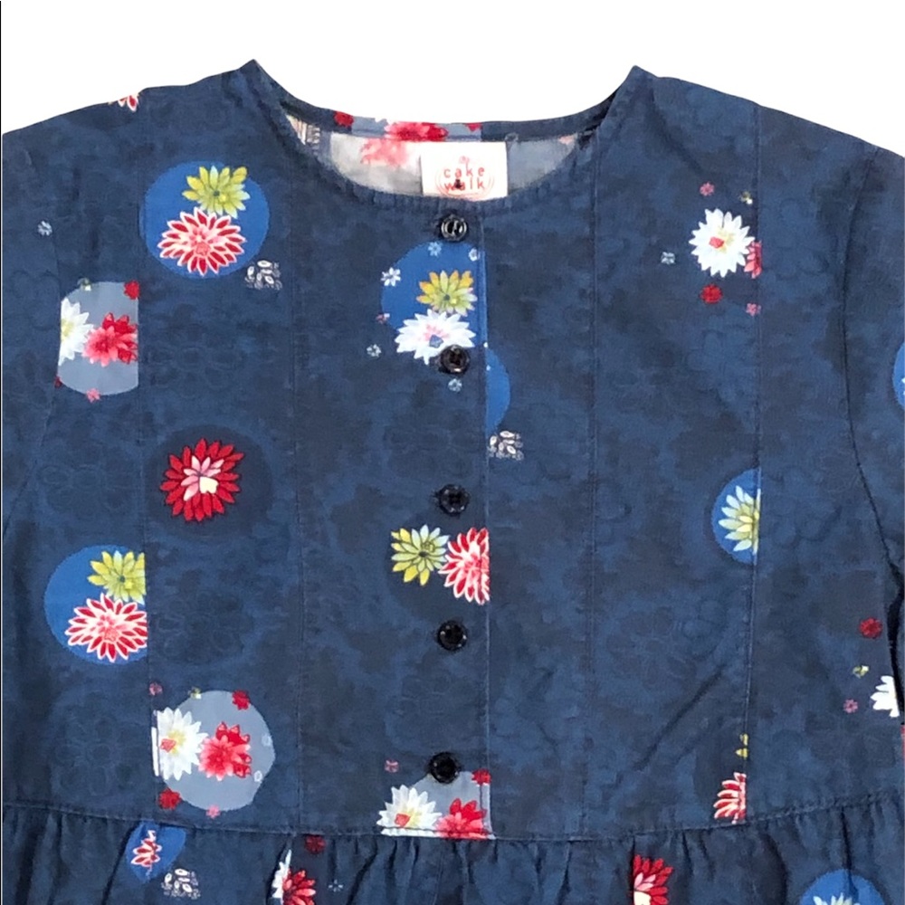 Cakewalk • Blue Floral Scallop Dress - 8 (128) - Picture 2 of 10